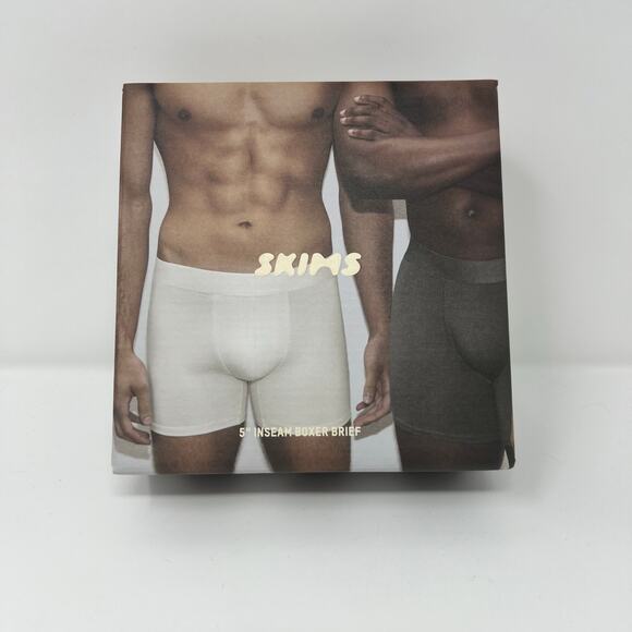 SKIMS 5 Inch Boxer Brief 3 Pack 2XL Obsidian Gunmetal Mirror NIB - Picture 1 of 4